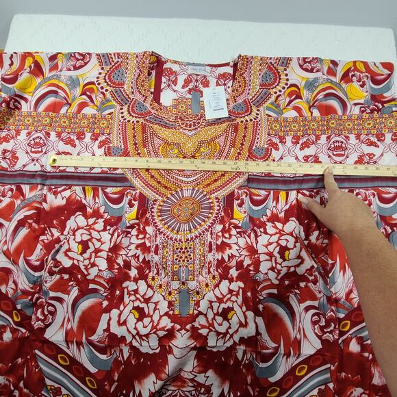 Miss Lavish London women's red embellished kaftan tunic NWT Size Small - Picture 9 of 12